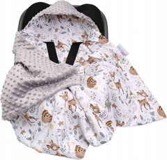 Baby Car Seat Deer and Friends Hooded Blanket Double-sided Snuggle Swaddle Wrap - MyHappy Baby