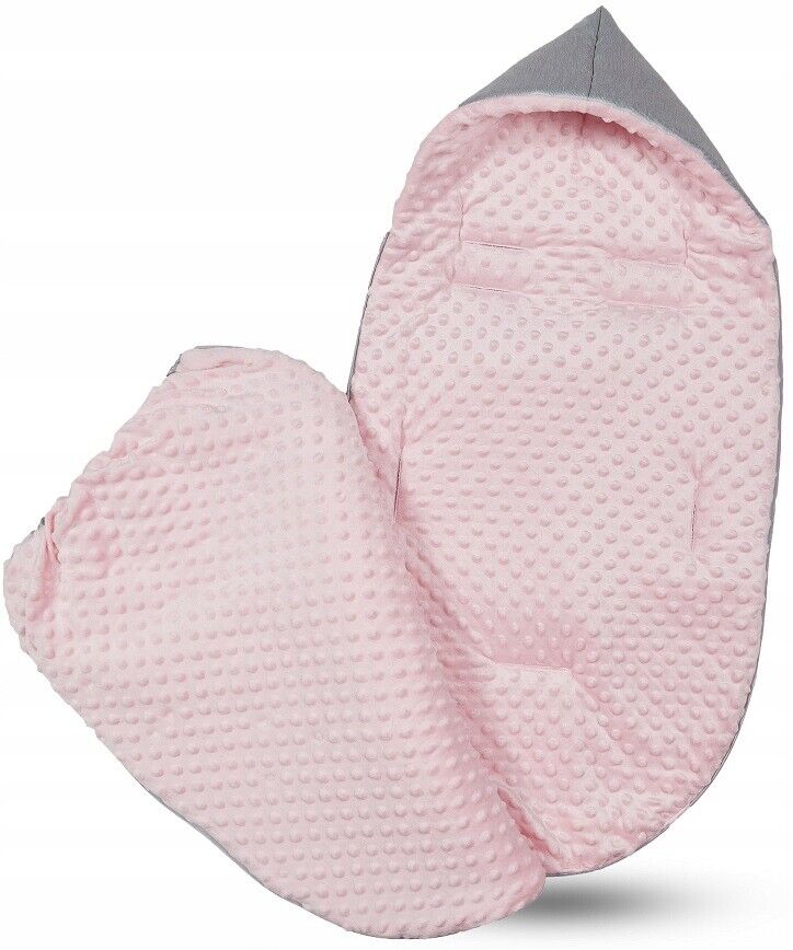 Dimple Light Grey/Powder Pink Universal Hooded Footmuff Pushchair Stroller Buggy
