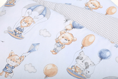 Padded Cot Liner  180cm fit Cot 120x60cm 100% Cotton Baby Nursery Walk In The Clouds/Grey Dots - MyHappy Baby