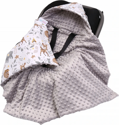 Baby Car Seat Deer and Friends Hooded Blanket Double-sided Snuggle Swaddle Wrap - MyHappy Baby
