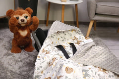 Baby Car Seat Deer and Friends Hooded Blanket Double-sided Snuggle Swaddle Wrap - MyHappy Baby