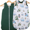 Baby Cotton Sleeping Bag Double Sided Sleepsack Quilted 1.0 Tog Camping/Green