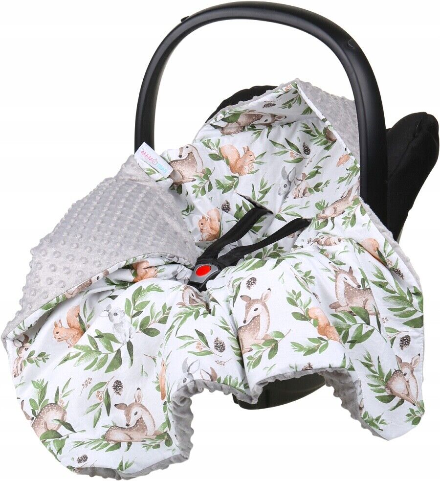 Baby Car Seat GREY/ Green Glade Hooded Blanket Double-sided Snuggle Swaddle Wrap