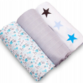 BABY MUSLIN NAPPIES CLOTH DIAPER 100% COTTON 3-PACK COLOURFUL 70x80cm Baby Blue