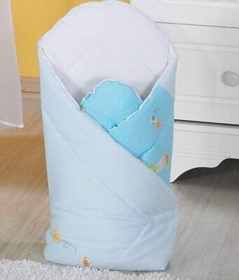 Baby swaddle wrap newborn bedding blanket 100% cotton sleeping bag Blue snails