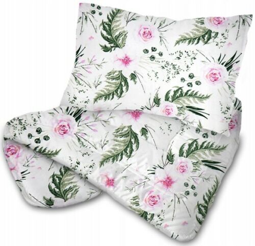 2pc Baby Filled Bedding Set Duvet Pillow 100% Cotton For Cotbed 135x100cm Garden Flowers