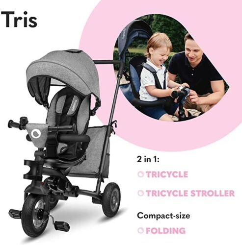 Bike Stroller Tricycle With Bag Lionelo Tris Stone Grey 2 In 1