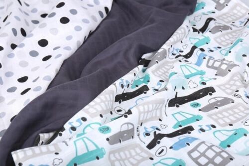 Baby Muslin Nappies Cloth Diaper Cotton 3-PACK Colourful 70x70cm Cars graphite