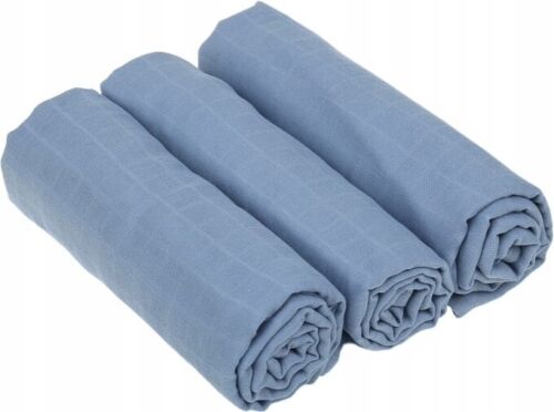 Baby Muslin Nappies Cloth Diaper Cotton 3-PACK 70x70cm Plain Blue