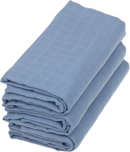 Baby Muslin Nappies Cloth Diaper Cotton 3-PACK 70x70cm Plain Blue