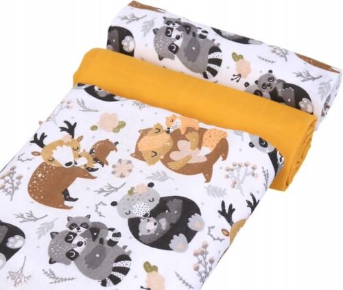 Baby Muslin Nappies Cloth Diaper Cotton 3-PACK Colourful 70x70cm Raccoon