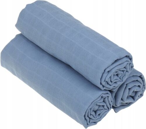 Baby Muslin Nappies Cloth Diaper Cotton 3-PACK 70x70cm Plain Blue