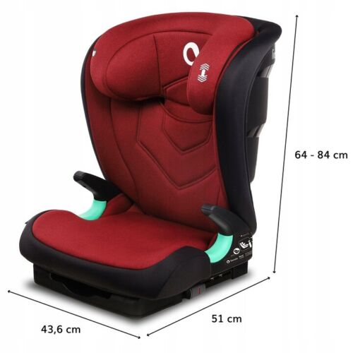 Red burgundy Lionelo Car Seat ISOFIX Support Kids Child i-Size Neal 15-36 kg