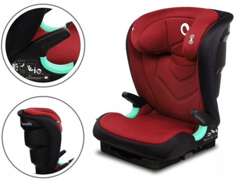 Red burgundy Lionelo Car Seat ISOFIX Support Kids Child i-Size Neal 15-36 kg