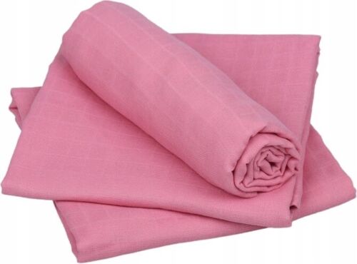 Baby Muslin Nappies Cloth Diaper Cotton 3-PACK 70x70cm Plain Pink