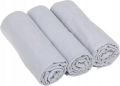 Baby Muslin Nappies Cloth Diaper Cotton 3-PACK 70x70cm Plain Grey - MyHappy Baby