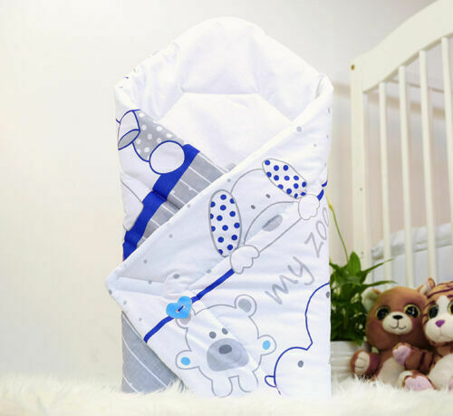 Baby Swaddle Wrap Newborn Bedding Blanket Cotton Sleeping Bag Zoo Blue