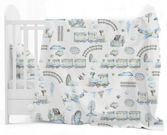 Baby Bedding 2pc 135x100cm Pillowcase Duvet Cover Retro Locomotive - MyHappy Baby
