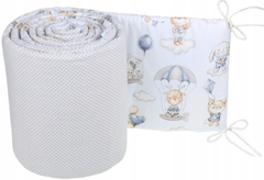 Padded Cot Liner  180cm fit Cot 120x60cm 100% Cotton Baby Nursery Walk In The Clouds/Grey Dots - MyHappy Baby
