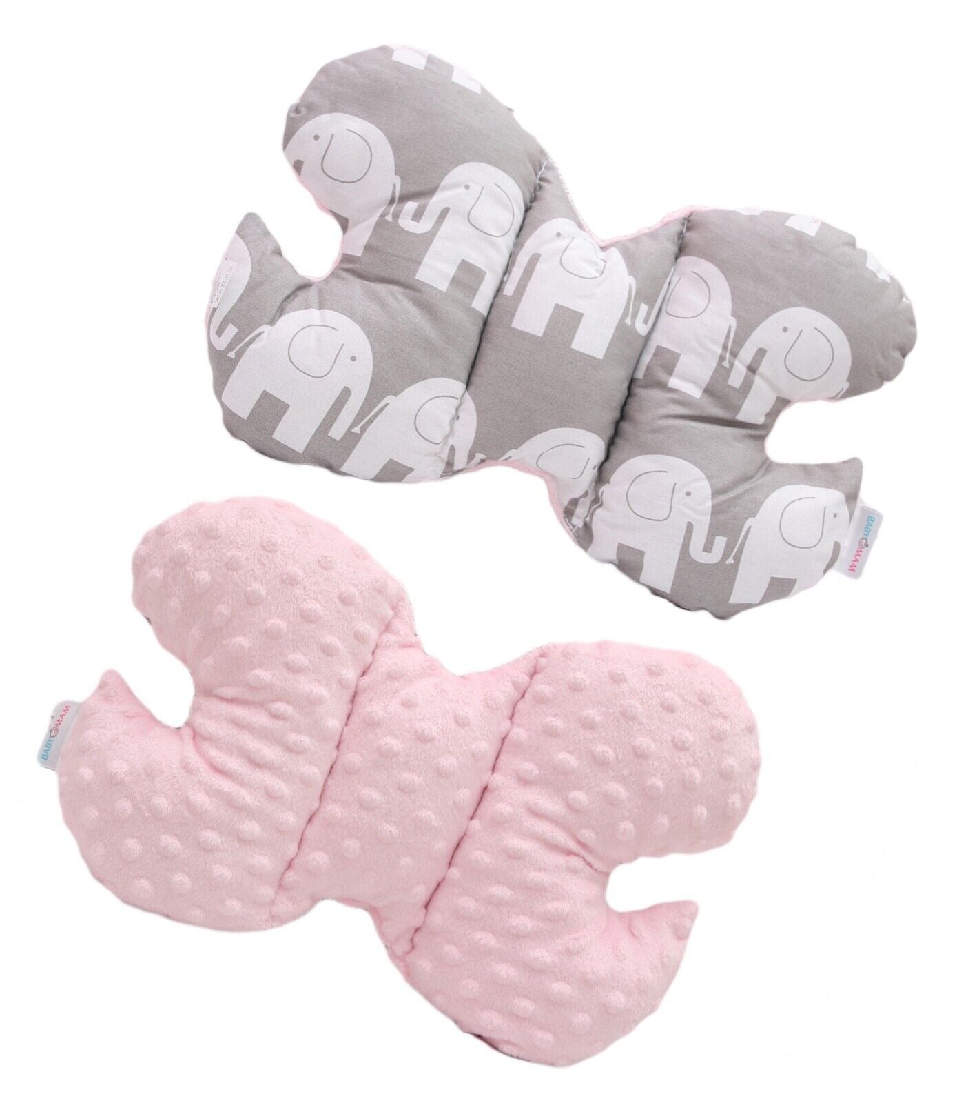Butterfly Dimple Pillow Baby head and neck support Light Pink - Elephants