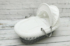 Bedding Set Moses Basket - 3 Piece - White Dimple - MyHappy Baby