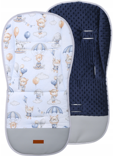 Universal Seat Liner Pushchair Double Sided Soft Pram Cotton Buggy Stroller Navy/Walk in the Clouds - MyHappy Baby