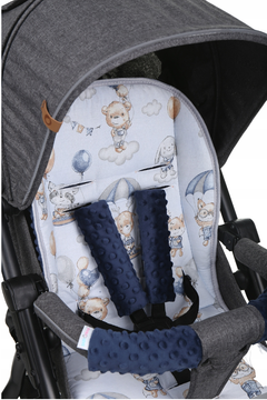 Universal Seat Liner Pushchair Double Sided Soft Pram Cotton Buggy Stroller Navy/Walk in the Clouds - MyHappy Baby